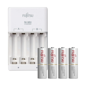FUJITSU 雙迴路快速充電器組(含四顆3號低自放電池)