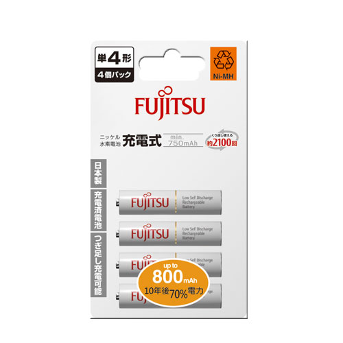 Fujitsu 4號低自放充電電池750mAh(4入)