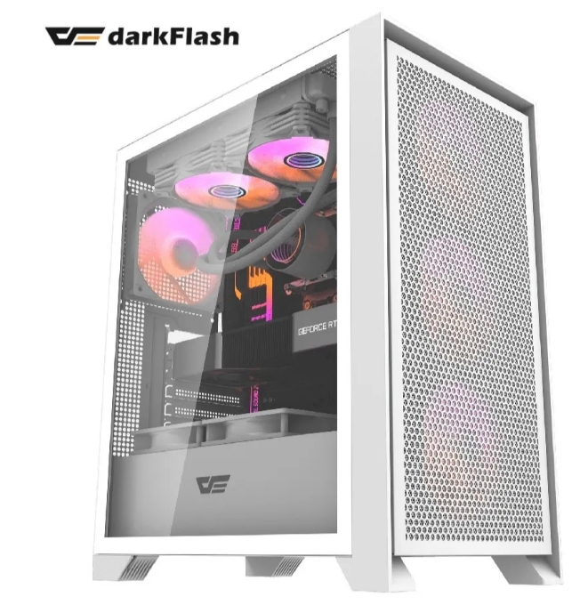 darkFlash DRX70 白色 MESH ATX機殼 (含4顆ARGB風扇