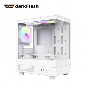 【darkFlash大飛】 MOTI 鏡之小島 M-ATX 白色機殼(標配5顆