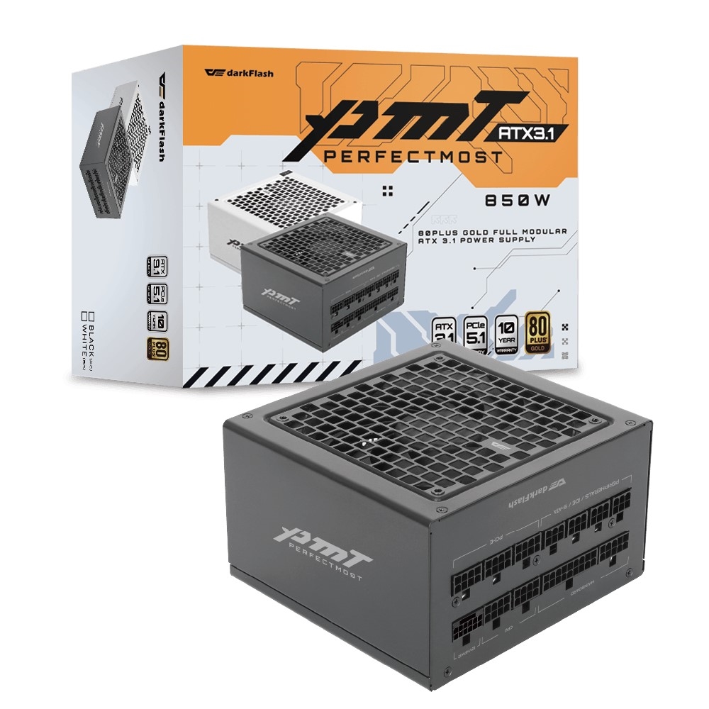 darkFlash PMT 850W 主日系電容 ATX3.1 黑色電源供應器