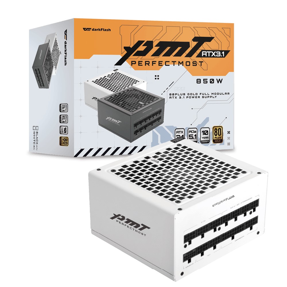 darkFlash PMT 850W 主日系電容 ATX3.1 白色 電源供應器